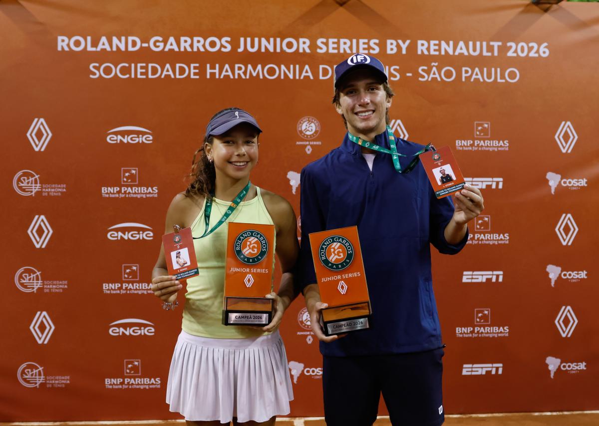 Aos 13 anos, Duda Gomes se torna campeã mais jovem do Roland-Garros Junior Series; Léo Storck leva o título masculino